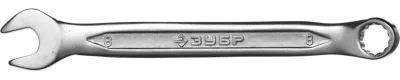 ЗУБР 8 мм, Cr-V сталь, хромированный, гаечный ключ комбинированный 27087-08