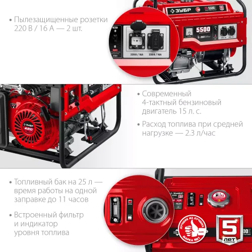 Бензиновый генератор ЗУБР СГ-5500Е Мастер