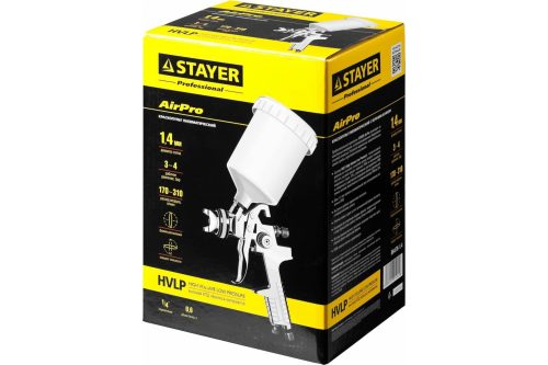 STAYER сопло 1,4 мм, краскопульт пневматический с верхним бачком AIRPro 06476-1.4 Professional