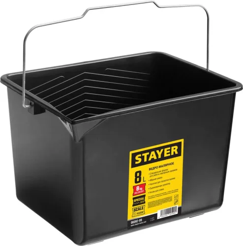 STAYER 8 л, 19x22.5x28 см, пластмассовое, ведро малярное 06092-08