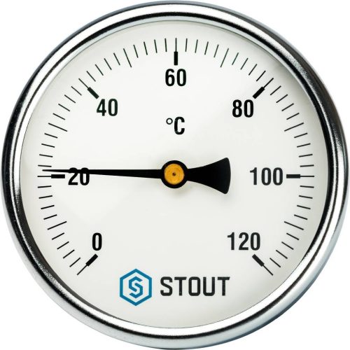 SIM-0001-107515 STOUT Термометр биметаллический с погружной гильзой. Корпус Dn 100 мм, гильза 75 мм 1/2", 0...120°С