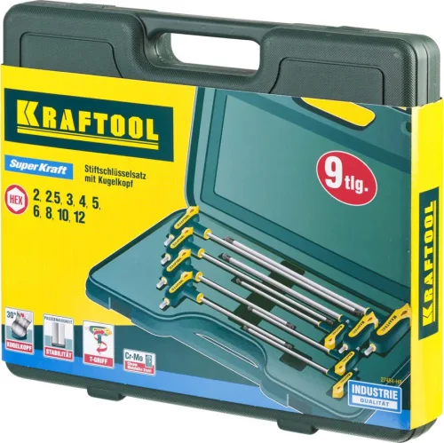 KRAFTOOL 9 шт., ключи имбусовые INDUSTRIE 27454-H9