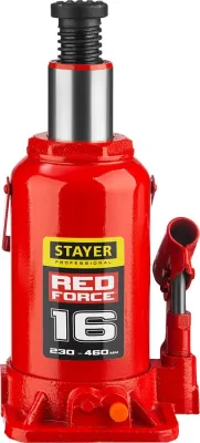 STAYER 16 т, 230-460 мм, домкрат бутылочный гидравлический RED FORCE 43160-16_z01 Professional