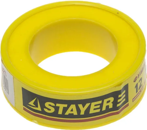 STAYER толщина 0,075 мм, плотность 0,25 г/см3, ширина 12 мм, фум лента 12360-12-025