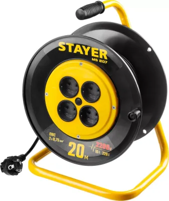 STAYER 20 м, 1300Вт, ПВС 2x0,75 удлинитель на катушке MS 207 55073-20_z01