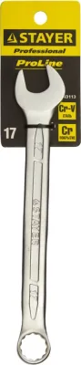 STAYER 17 мм, Cr-V сталь, хромированный, гаечный ключ комбинированный 27081-17 Professional