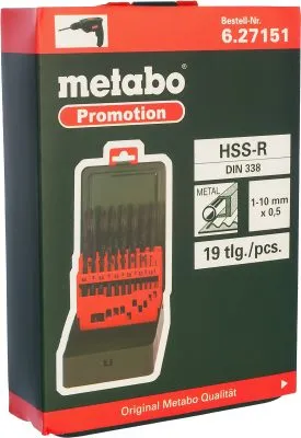 Набор из сверл по металлу 19 шт. (1-10мм) Metabo 627151000