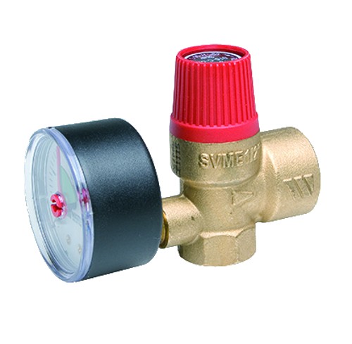 Клапан предохранительный WATTS SVM - 1/2', сброс 3/4' (ВР/ВР, Tmax 110°C, Рн 2.5 бар, с манометром)