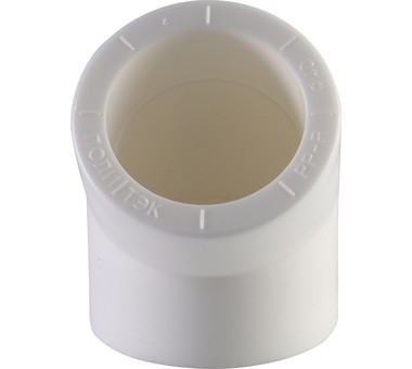 9400004045 Политэк d=40 Угольник 45* для полипропиленовых труб под сварку (цвет белый)