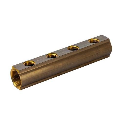 Коллектор распределительный проходной LUXOR CD 457 - 1" (НР/ВР) на 11 контуров 1/2" (без покрытия)