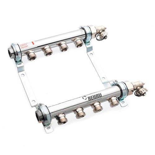 Коллекторная группа REHAU HLV 4 - 1" на 4 контура 3/4" EK (нержавеющая сталь, без шаровых кранов)