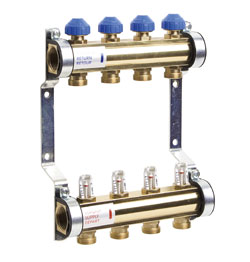 Коллекторная группа WATTS HKV/T - 1"ВР на 4 контуров 3/4"EK (с вентилями и расходомерами, латунь)