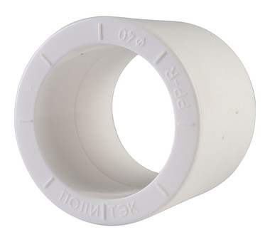 Муфта Политэк d=40 для полипропиленовых труб под сварку (цвет белый)