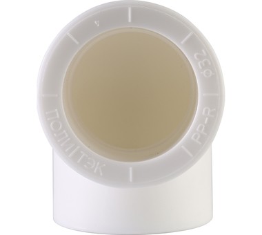 Угольник Политэк d=32 90* для полипропиленовых труб под сварку (цвет белый)