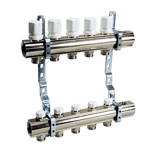 Коллекторная группа LUXOR CD 468/10 - 1" на 10 контуров 3/4" EK (с вентилями)