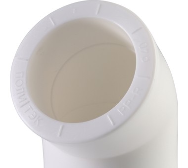 9400004045 Политэк d=40 Угольник 45* для полипропиленовых труб под сварку (цвет белый)