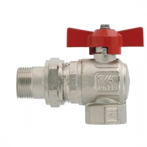 Кран шаровой полнопроходной угловой ITAP IDEAL 298 - 1/2" (ВР/НР, PN50, ручка-бабочка красная)