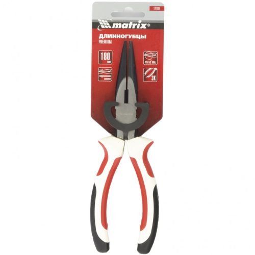 Фото Длинногубцы прямые Premium, 180 мм, трехкомпонентные рукоятки Matrix Длинногубцы прямые Premium, 180 мм, трехкомпонентные рукоятки Matrix
