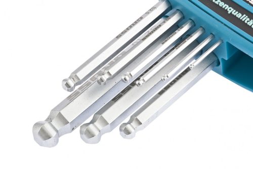 Фото Набор ключей имбусовых HEX, 1.5-10 мм, S2, 9 шт, удлиненные с шаром, сатинированные Gross Набор ключей имбусовых HEX, 1.5-10 мм, S2, 9 шт, удлиненные с шаром, сатинированные Gross