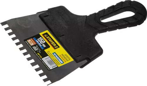 STAYER 150 мм, нержавеющая полотно, пластмассовая рукоятка, шпатель зубчатый 1009-15-06