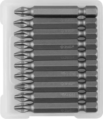 ЗУБР PH2, 50 мм, 10 шт., биты кованые МАСТЕР 26001-2-50-10