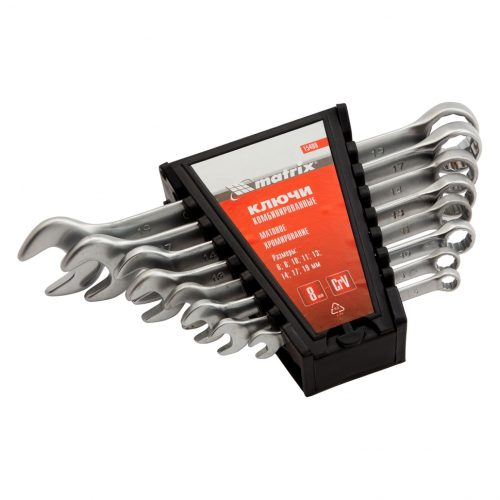 Фото Набор ключей комбинированных, 6-19 мм, 8 шт, CrV, матовый хром Matrix Набор ключей комбинированных, 6-19 мм, 8 шт, CrV, матовый хром Matrix