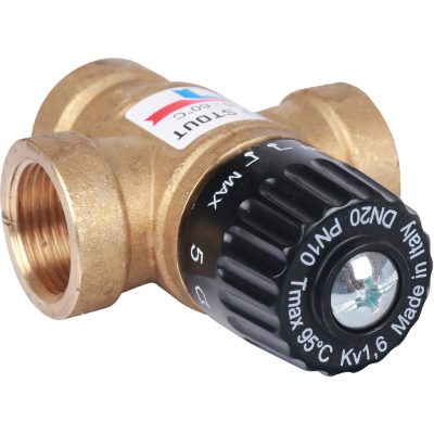SVM-0110-166020 STOUT Термостатический смесительный клапан для систем отопления и ГВС 3/4"  ВР   35-60°С KV 1,6