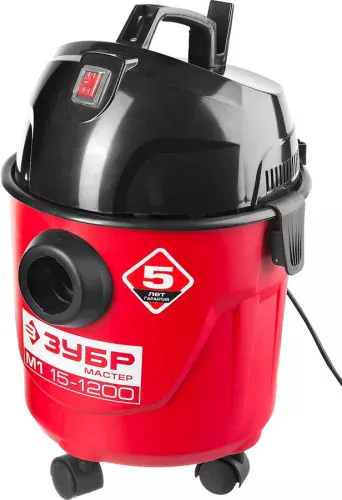 ЗУБР 1200 Вт, пылесос хозяйственный для сухой и влажной уборки ПУ-15-1200 М1
