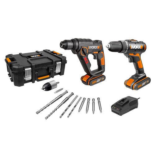 Фото Комбо-набор WX927: Дрель-шуруповерт аккумуляторная WORX WX101.9 + Перфоратор аккумуляторный WORX H3 WX390.1 Комбо-набор WX927: Дрель-шуруповерт аккумуляторная WORX WX101.9 + Перфоратор аккумуляторный WORX H3 WX390.1