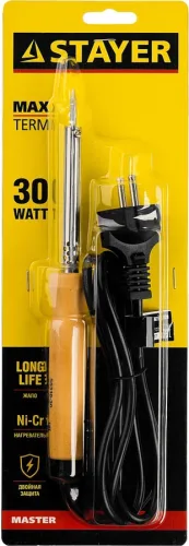STAYER 30 Вт, 220 В, конус, деревянная рукоятка, электропаяльник Maxterm 55310-30 Master