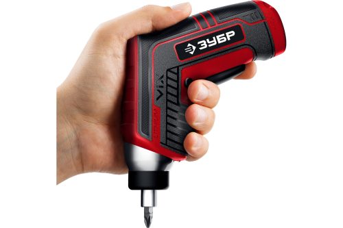 ЗУБР 3.6 В, в коробке с 10 битами, с насадкой штопором, отвертка аккумуляторная ViX ЗО-Е-3.6 ЛиМ1