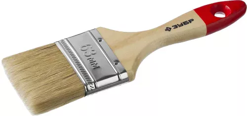 Фото ЗУБР 63 мм, 2,5'', щетина натуральная светлая, кисть малярная плоская 4-01003-063 ЗУБР 63 мм, 2,5'', щетина натуральная светлая, кисть малярная плоская 4-01003-063