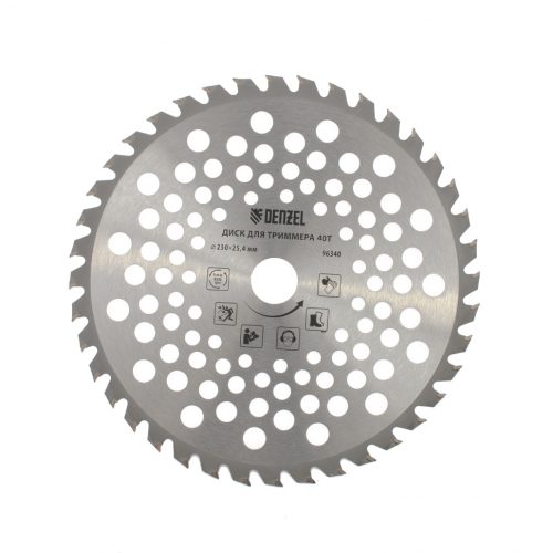 Фото Диск для триммера Denzel 230 х 25.4 мм, толщина 1.3 мм, 40 зубьев Диск для триммера Denzel 230 х 25.4 мм, толщина 1.3 мм, 40 зубьев