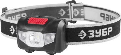 ЗУБР 1 Вт, налобный, 3хAAA, 1 Вт, фонарь налобный 56436