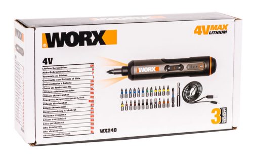 Отвертка аккумуляторная WORX WX240, набор оснастки.