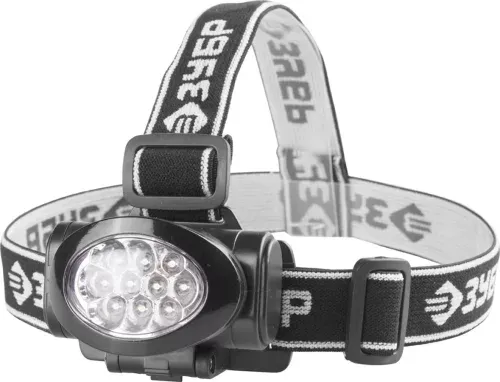 ЗУБР 3хAAA, 10 ultra LED, фонарь налобный 56438