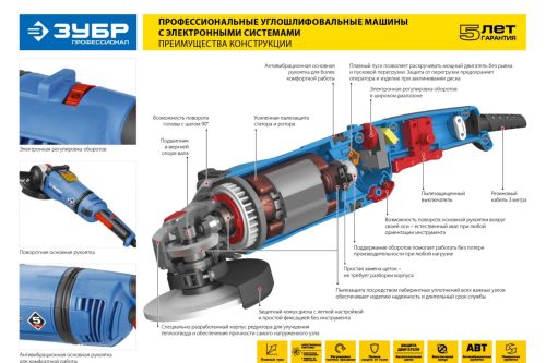 УШМ ЗУБР УШМ-П125-1200 ЭПСТ, 1200 Вт, 125 мм