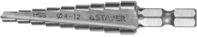 STAYER 4-12 мм, 9 ступеней, HSS, сверло ступенчатое 29660-4-12-9