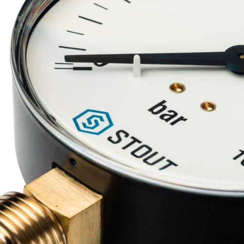 SIM-0010-101615 STOUT Манометр радиальный. Корпус Dn 100 мм 1/2", 0...16 бар, кл.2.5