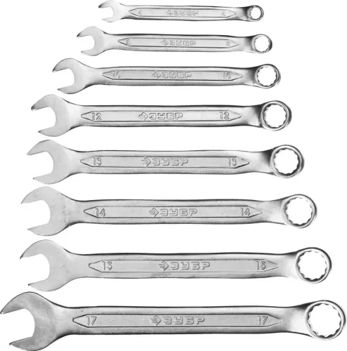 ЗУБР 8 шт, 6 - 17 мм, набор комбинированных гаечных ключей 27087-H8