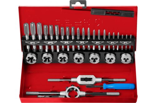 ЗУБР 32 предмета, 9ХС, набор метчиков и плашек 28129-H32_z01