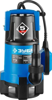 ЗУБР 550 Вт, 170 л/мин, насос погружной дренажный для грязной воды НПГ-Т3-550 Профессионал