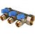 SMB 6201 011203 STOUT Коллектор с шаровыми кранами 1", 3 отвода 1/2" (синие ручки)