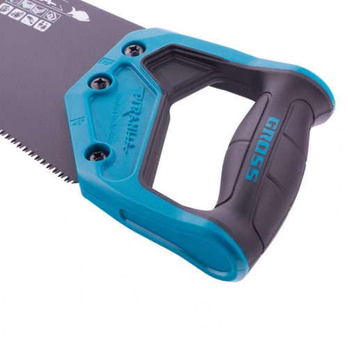 Фото Ножовка по дереву "Piranha", 400 мм, 11-12 TPI, зуб-3D, каленый зуб, тефлоновое покрытие полотна, двухкомпонентная рукоятка Gross Ножовка по дереву "Piranha", 400 мм, 11-12 TPI, зуб-3D, каленый зуб, тефлоновое покрытие полотна, двухкомпонентная рукоятка Gross