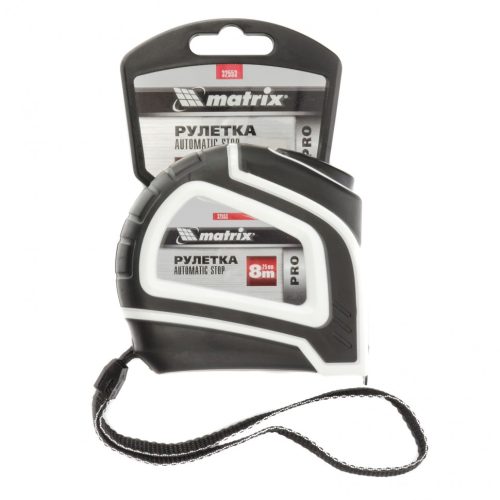Фото Рулетка Autostop, 8 м х 25 мм, двухкомпонентный корпус, автоматическая фиксация, Pro Matrix Рулетка Autostop, 8 м х 25 мм, двухкомпонентный корпус, автоматическая фиксация, Pro Matrix
