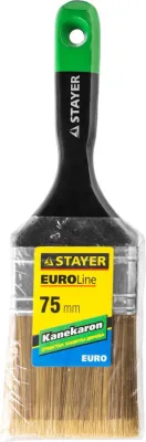 STAYER 75 мм, 3", щетина искусственная, деревянная ручка, кисть плоская KANEKARON-EURO 0106-075
