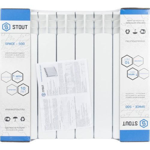 SRB-0310-050008 STOUT Space 500 8 секций радиатор биметаллический боковое подключение RAL9016