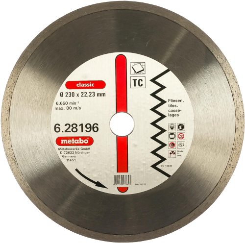 Диск алмазный отрезной по керамике (230х22.2 мм) Metabo 628196000