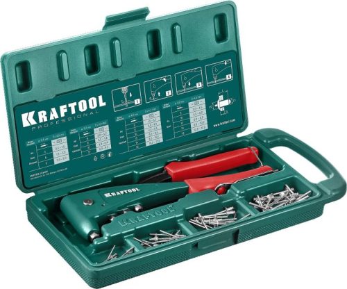 KRAFTOOL заклепки 2.4-4.8 мм, заклепочник усиленный NX-5 31173-H6