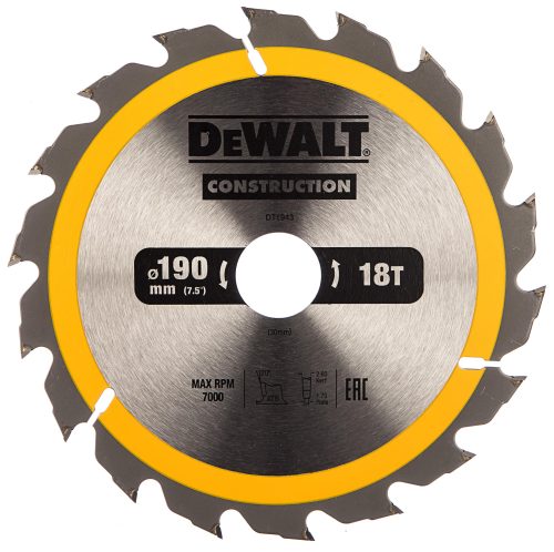 Пильный диск CONSTRUCT (190х30 мм; 18 ATB) Dewalt DT1943